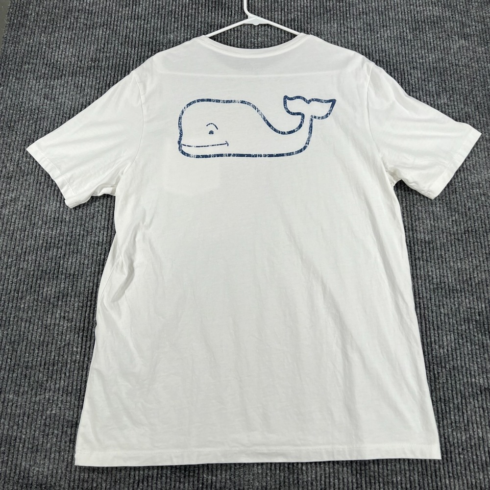 Vineyard Vines Shirt Mens Medium White Short Sleeve Pocket Crew Classic Whale